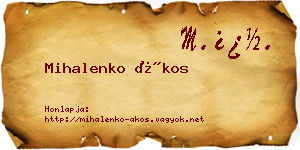 Mihalenko Ákos névjegykártya
